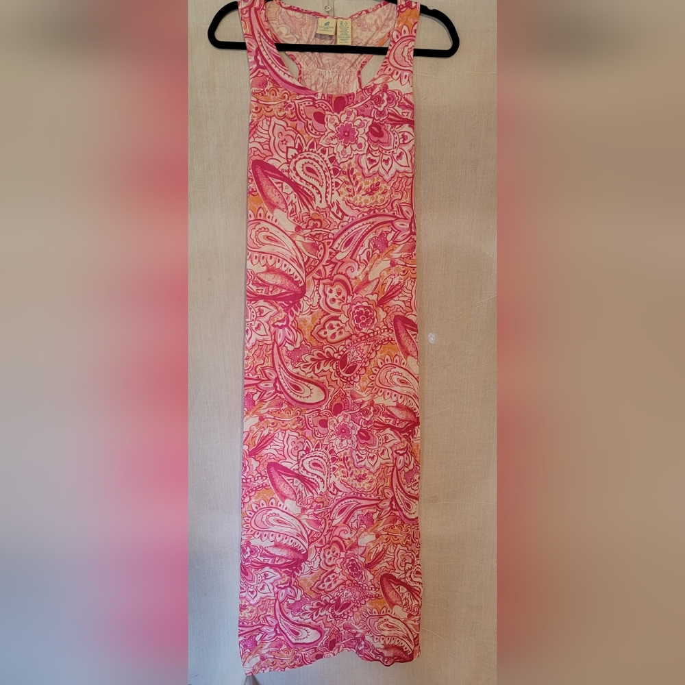 Caribbean Joe cotton long  dress with a razorback in a pretty paisley print